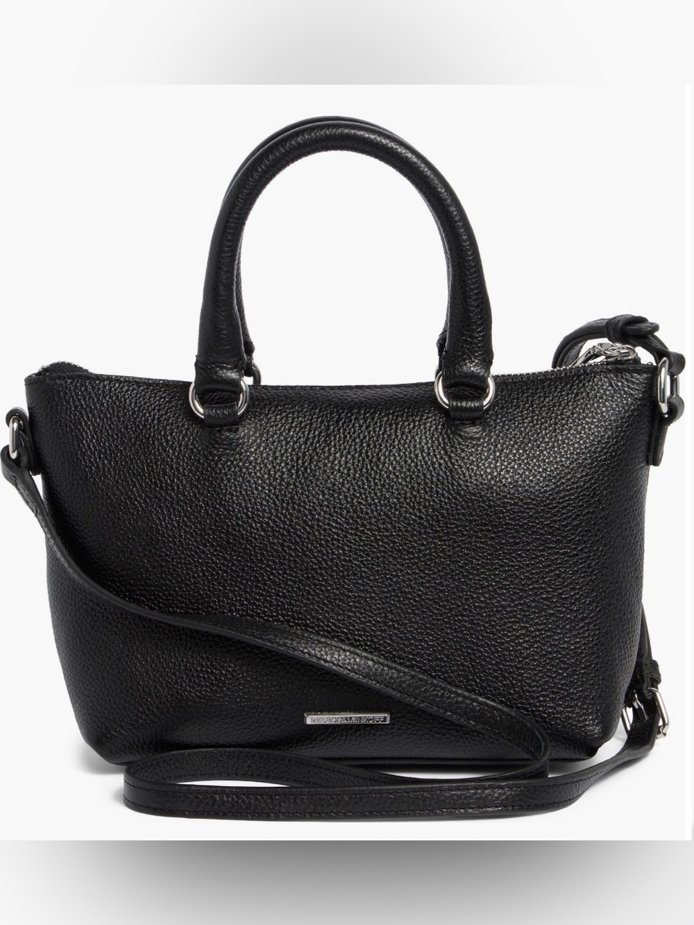 Rebecca Minkoff Black Micro Moto Leather Satchel Bag Crossbody Strap - Picture 2 of 16